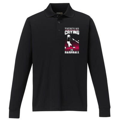 Theres No Crying In Baseball Performance Long Sleeve Polo