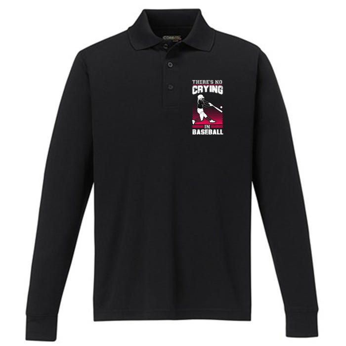 Theres No Crying In Baseball Performance Long Sleeve Polo