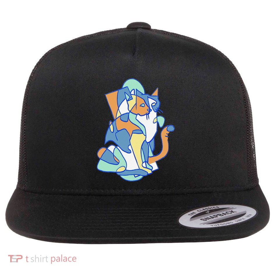 Threadless Nate Christenson Cubist Cat Flat Bill Trucker Hat