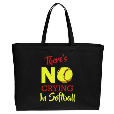 ThereS No Crying In Softball Baseball Coach Player Lover Cotton Canvas Jumbo Tote