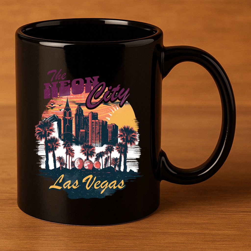 The Neon City Las Vegas 11oz C Handle Ceramic Mug