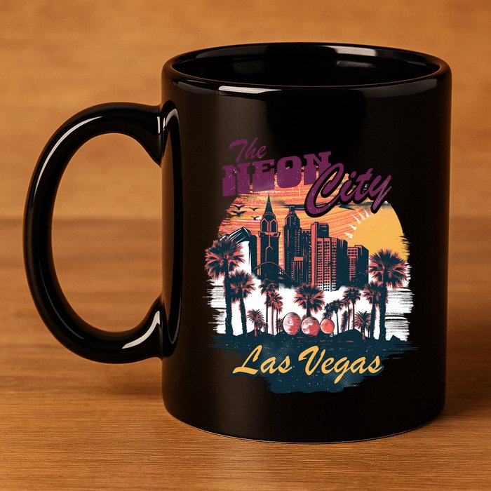 The Neon City Las Vegas 11oz C Handle Ceramic Mug