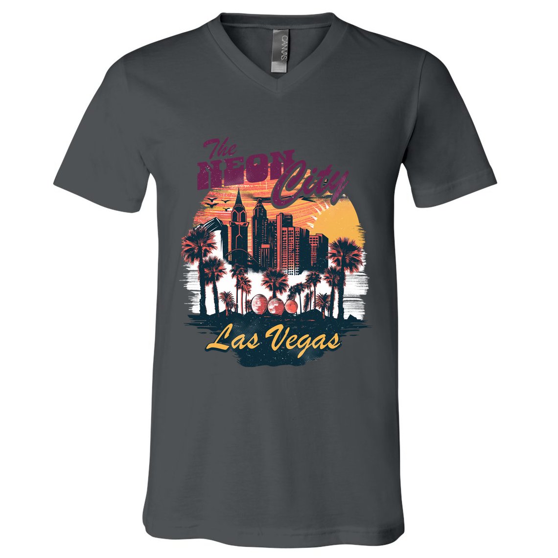 The Neon City Las Vegas V-Neck T-Shirt