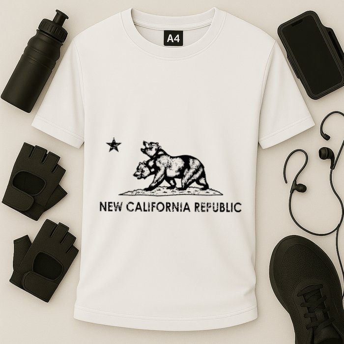 The New California Republic Flag Cosplay Fandom Space Cooling Performance Crew T-Shirt