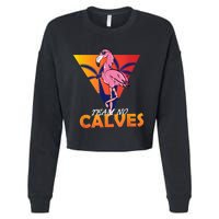 Team No Calves Flamingo Bodybuilding Gym Fitness Training Cropped Pullover Crew