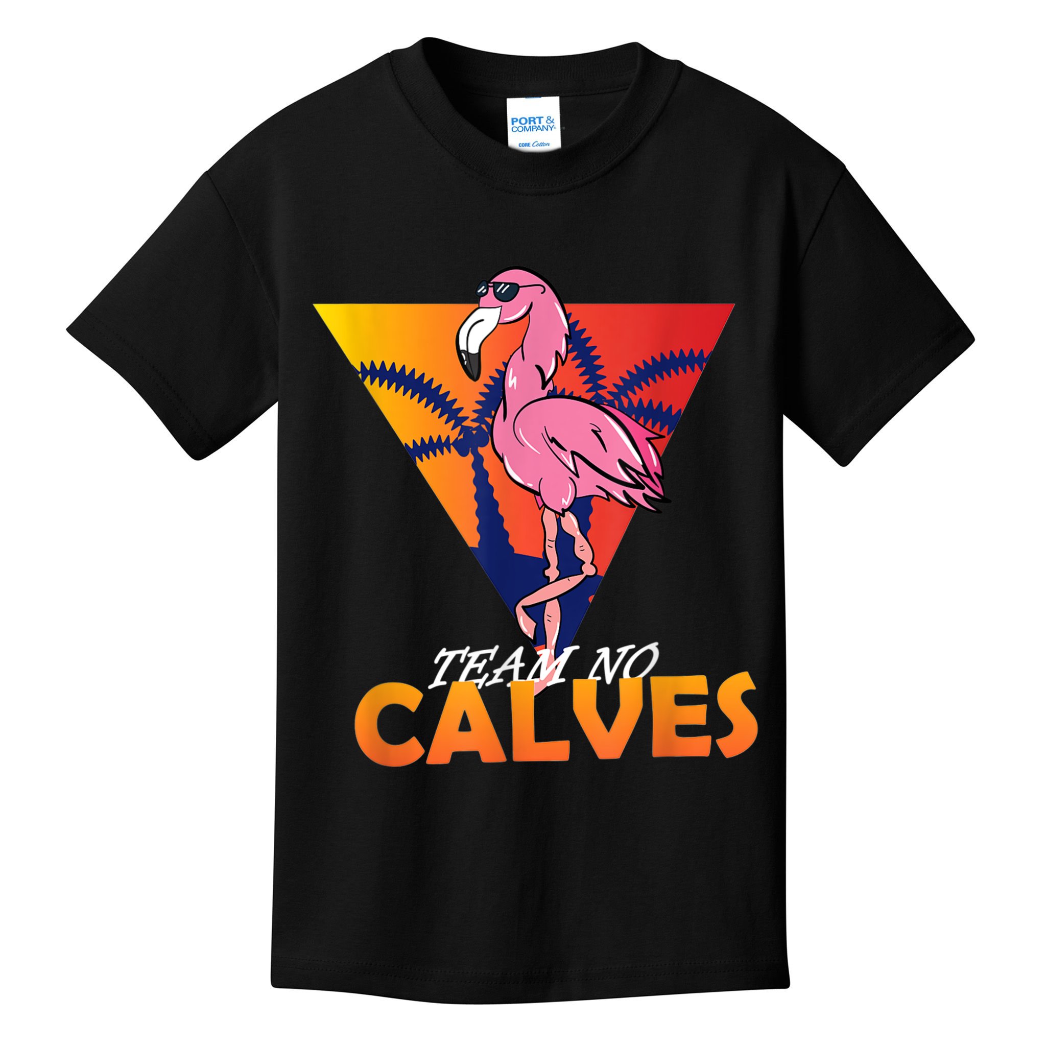 Team No Calves Flamingo Bodybuilding Gym Fitness Training Kids T-Shirt