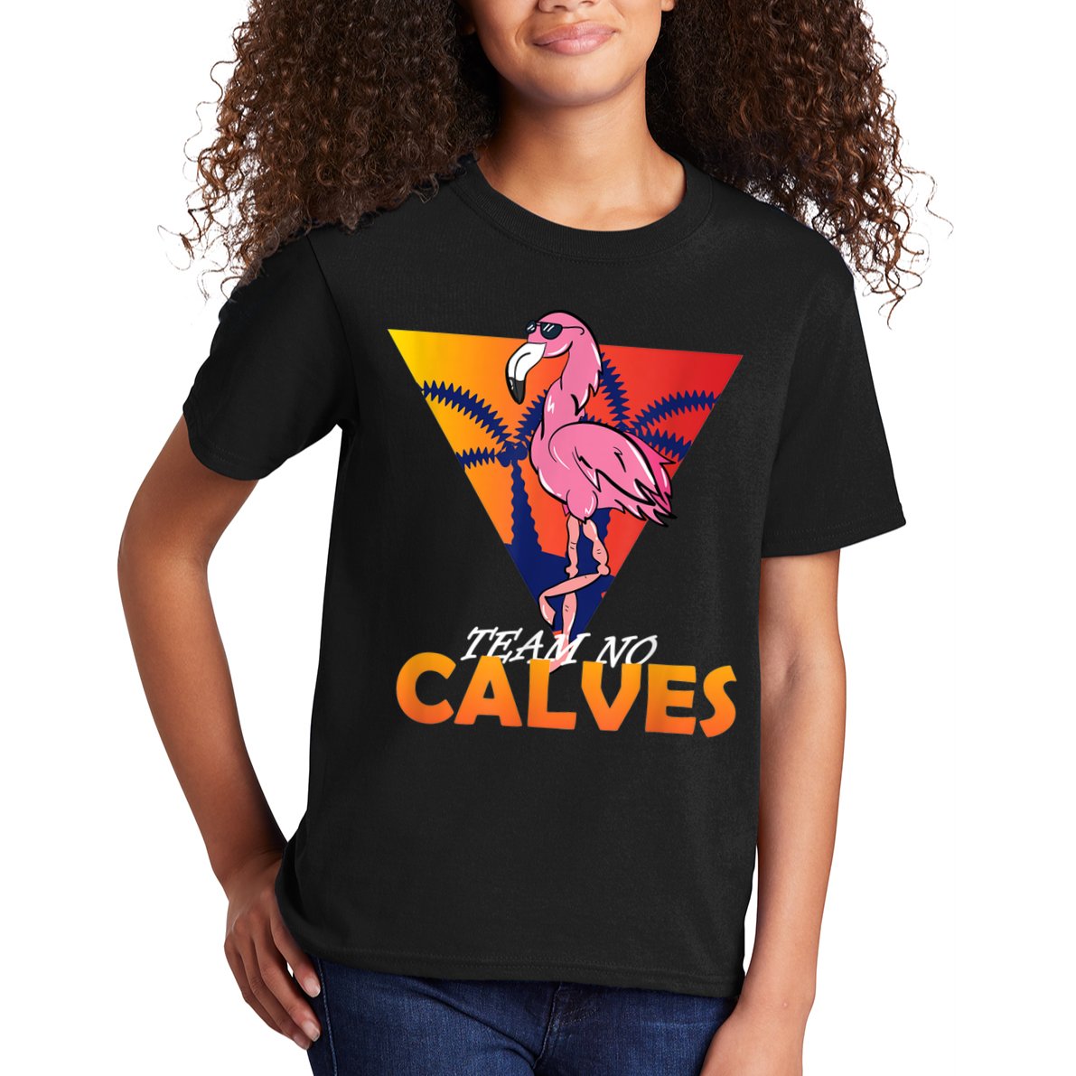 Team No Calves Flamingo Bodybuilding Gym Fitness Training Kids T-Shirt