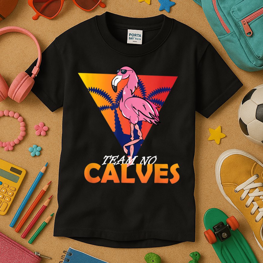 Team No Calves Flamingo Bodybuilding Gym Fitness Training Kids T-Shirt