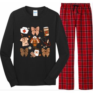 Thanksgiving Nurse Coquette Bow Ed Er Rn Fall Nursing Long Sleeve Pajama Set