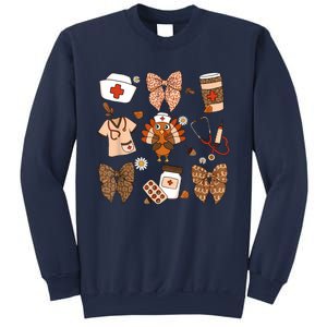 Thanksgiving Nurse Coquette Bow Ed Er Rn Fall Nursing Sweatshirt