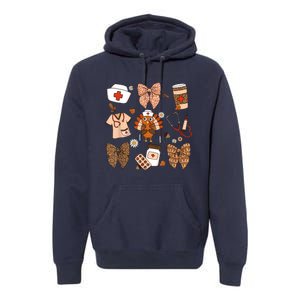 Thanksgiving Nurse Coquette Bow Ed Er Rn Fall Nursing Premium Hoodie