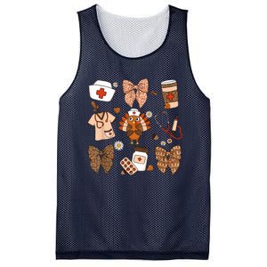 Thanksgiving Nurse Coquette Bow Ed Er Rn Fall Nursing Mesh Reversible Basketball Jersey Tank