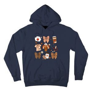 Thanksgiving Nurse Coquette Bow Ed Er Rn Fall Nursing Tall Hoodie