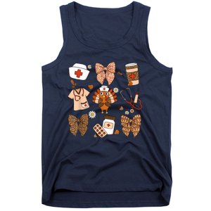 Thanksgiving Nurse Coquette Bow Ed Er Rn Fall Nursing Tank Top