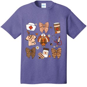 Thanksgiving Nurse Coquette Bow Ed Er Rn Fall Nursing T-Shirt