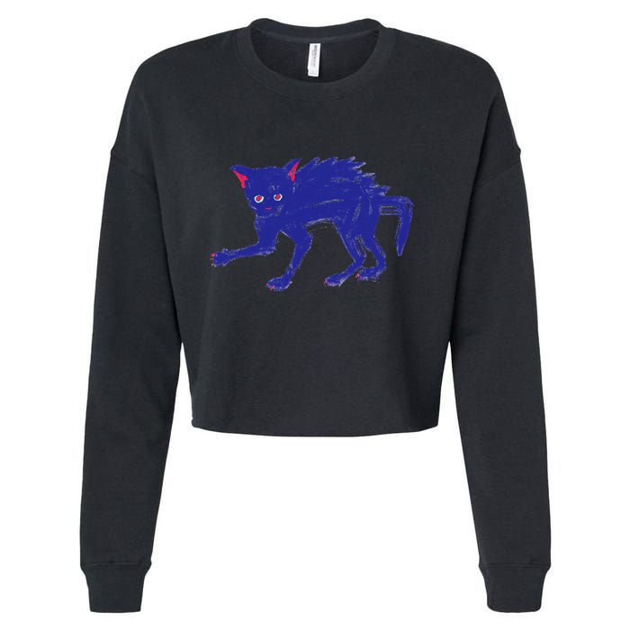 Threadless Nate Christenson Expressionist Cat Cropped Pullover Crew