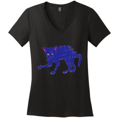 Threadless Nate Christenson Expressionist Cat Women's V-Neck T-Shirt