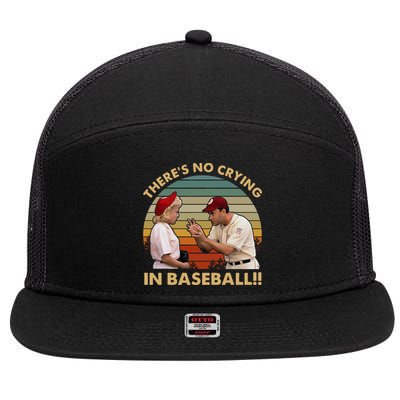 ThereS No Crying In Funny Baseball Vintage Retro 7 Panel Mesh Trucker Snapback Hat