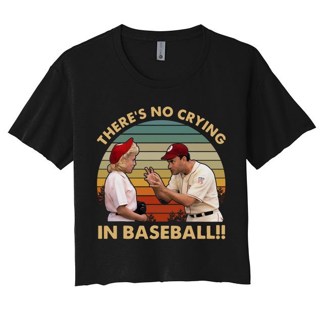 ThereS No Crying In Funny Baseball Vintage Retro Crop Top
