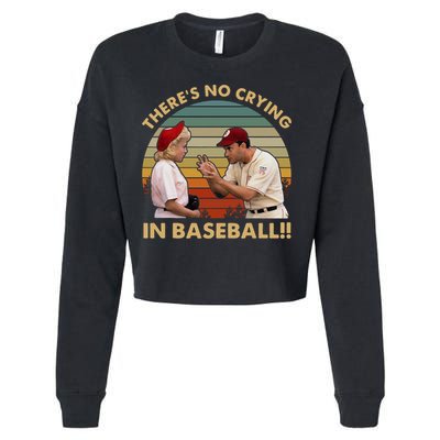 ThereS No Crying In Funny Baseball Vintage Retro Cropped Pullover Crew
