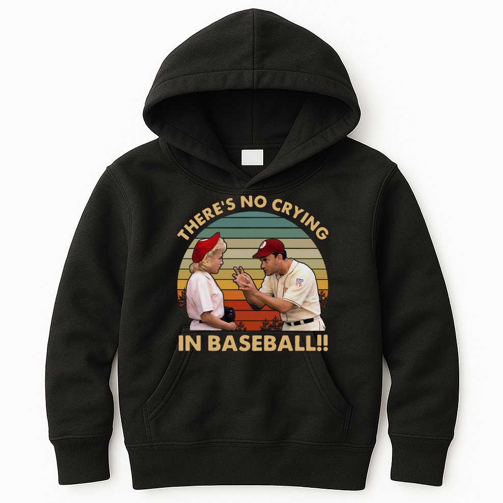 ThereS No Crying In Funny Baseball Vintage Retro Kids Hoodie