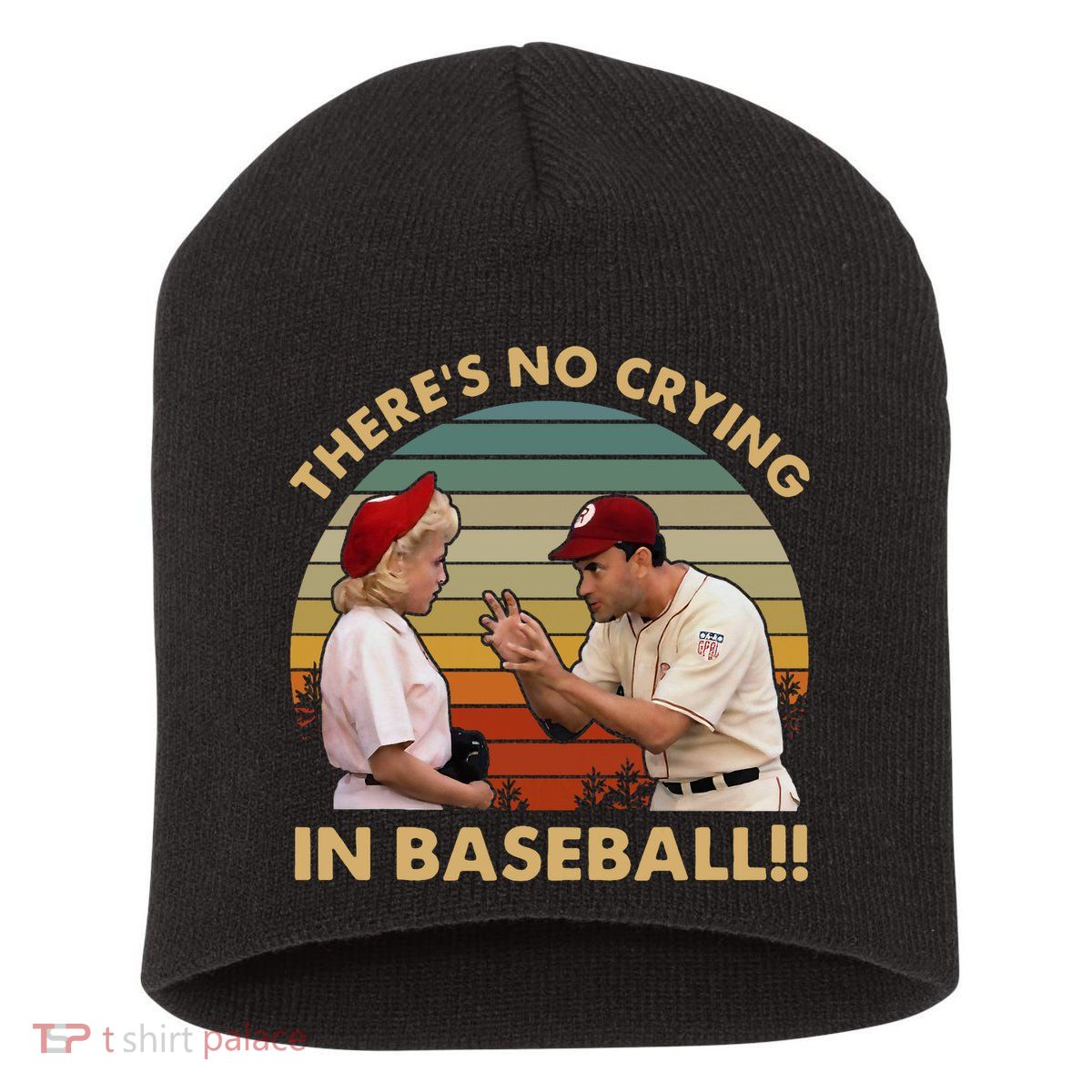 ThereS No Crying In Funny Baseball Vintage Retro Short Acrylic Beanie