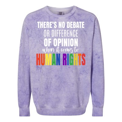 Theres No Debate Or Opinion Lgbtq Equality Gay Hu Rights Cool Gift Colorblast Crewneck Sweatshirt