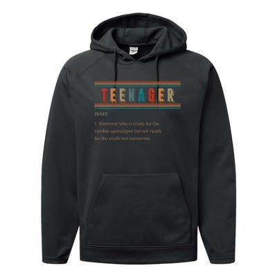 Teenager Noun Definition Funny Birthday Gift Performance Fleece Hoodie