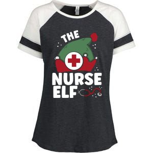 The Nurse Elf Christmas Nursing Squad Funny Family Matching Funny Gift Enza Ladies Jersey Colorblock Tee