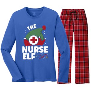 The Nurse Elf Christmas Nursing Squad Funny Family Matching Funny Gift Women's Long Sleeve Flannel Pajama Set 