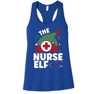 The Nurse Elf Christmas Nursing Squad Funny Family Matching Funny Gift Women's Racerback Tank