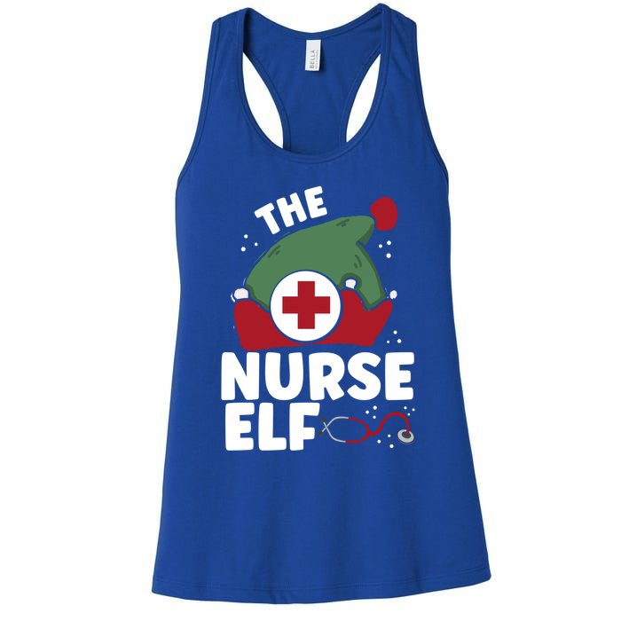 The Nurse Elf Christmas Nursing Squad Funny Family Matching Funny Gift Women's Racerback Tank