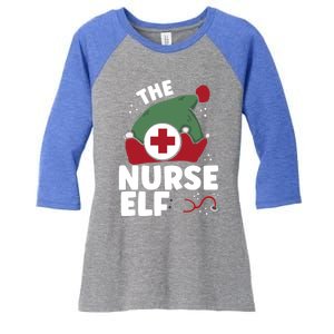 The Nurse Elf Christmas Nursing Squad Funny Family Matching Funny Gift Women's Tri-Blend 3/4-Sleeve Raglan Shirt