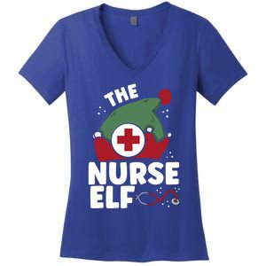 The Nurse Elf Christmas Nursing Squad Funny Family Matching Funny Gift Women's V-Neck T-Shirt