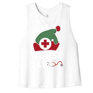 The Nurse Elf Christmas Nursing Squad Funny Family Matching Funny Gift Women's Racerback Cropped Tank