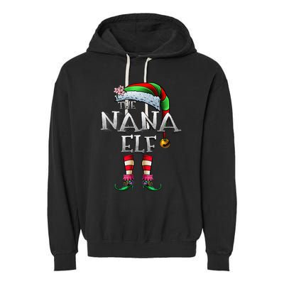 The Nana Elf  Matching Family Funny Christmas Grandma Garment-Dyed Fleece Hoodie