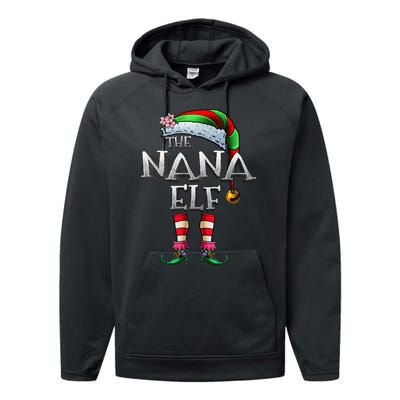 The Nana Elf  Matching Family Funny Christmas Grandma Performance Fleece Hoodie