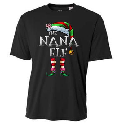 The Nana Elf  Matching Family Funny Christmas Grandma Cooling Performance Crew T-Shirt