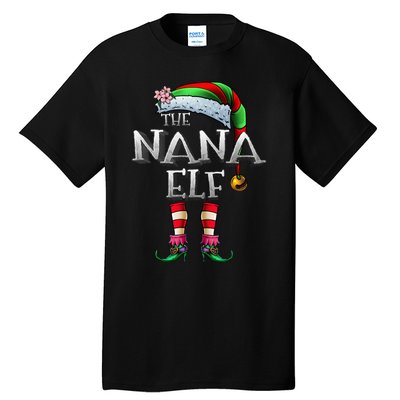 The Nana Elf  Matching Family Funny Christmas Grandma Tall T-Shirt