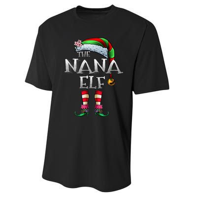 The Nana Elf  Matching Family Funny Christmas Grandma Performance Sprint T-Shirt