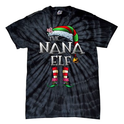 The Nana Elf  Matching Family Funny Christmas Grandma Tie-Dye T-Shirt