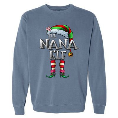 The Nana Elf  Matching Family Funny Christmas Grandma Garment-Dyed Sweatshirt