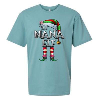 The Nana Elf  Matching Family Funny Christmas Grandma Sueded Cloud Jersey T-Shirt