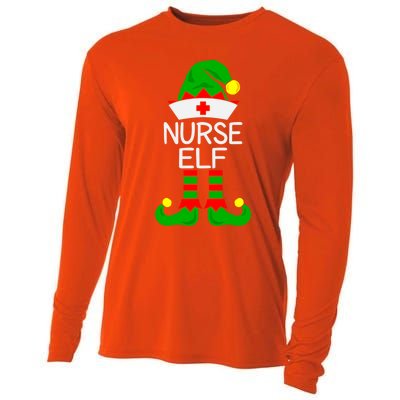 The Nurse Elf Funny Christmas Gift Cooling Performance Long Sleeve Crew