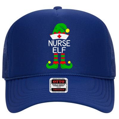 The Nurse Elf Funny Christmas Gift High Crown Mesh Back Trucker Hat