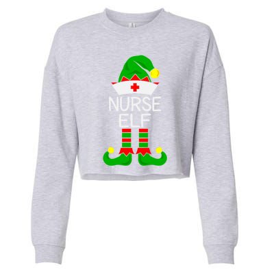 The Nurse Elf Funny Christmas Gift Cropped Pullover Crew