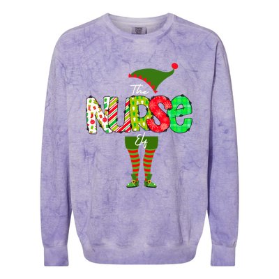 The Nurse Elf Gift Funny Nursing Funny Gift For Rn Lpn Np Funny Gift Colorblast Crewneck Sweatshirt