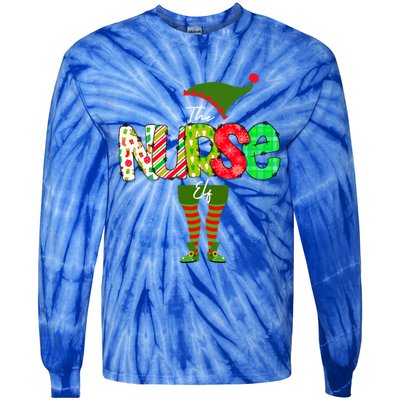 The Nurse Elf Gift Funny Nursing Funny Gift For Rn Lpn Np Funny Gift Tie-Dye Long Sleeve Shirt