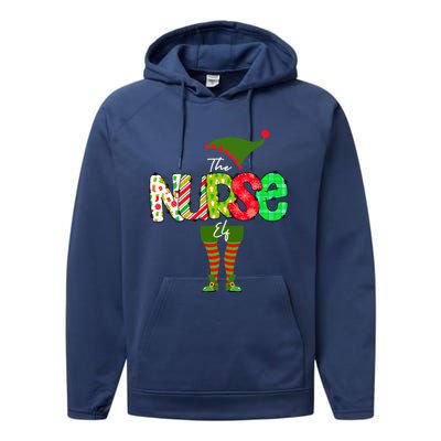 The Nurse Elf Gift Funny Nursing Funny Gift For Rn Lpn Np Funny Gift Performance Fleece Hoodie