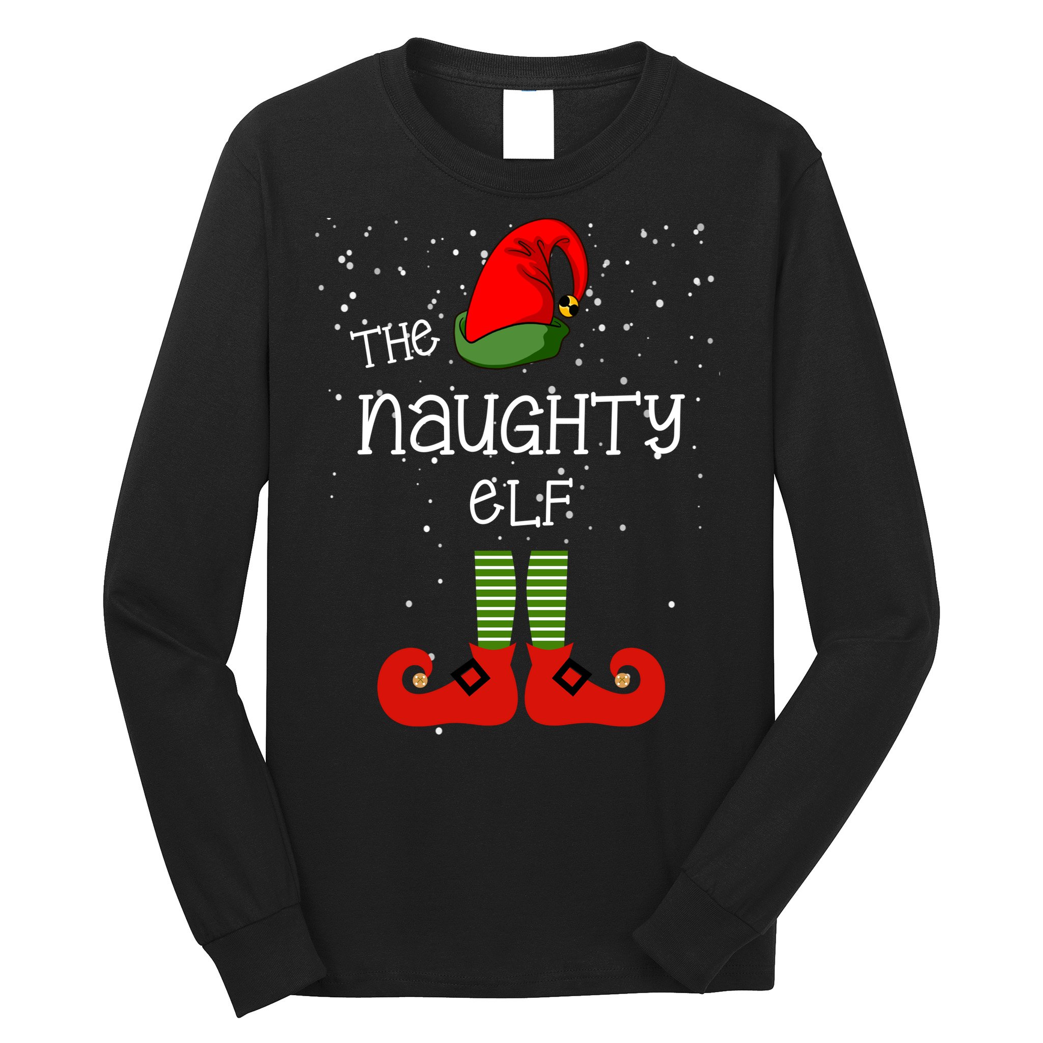 The Naughty Elf Funny XMas Matching Christmas Long Sleeve Shirt